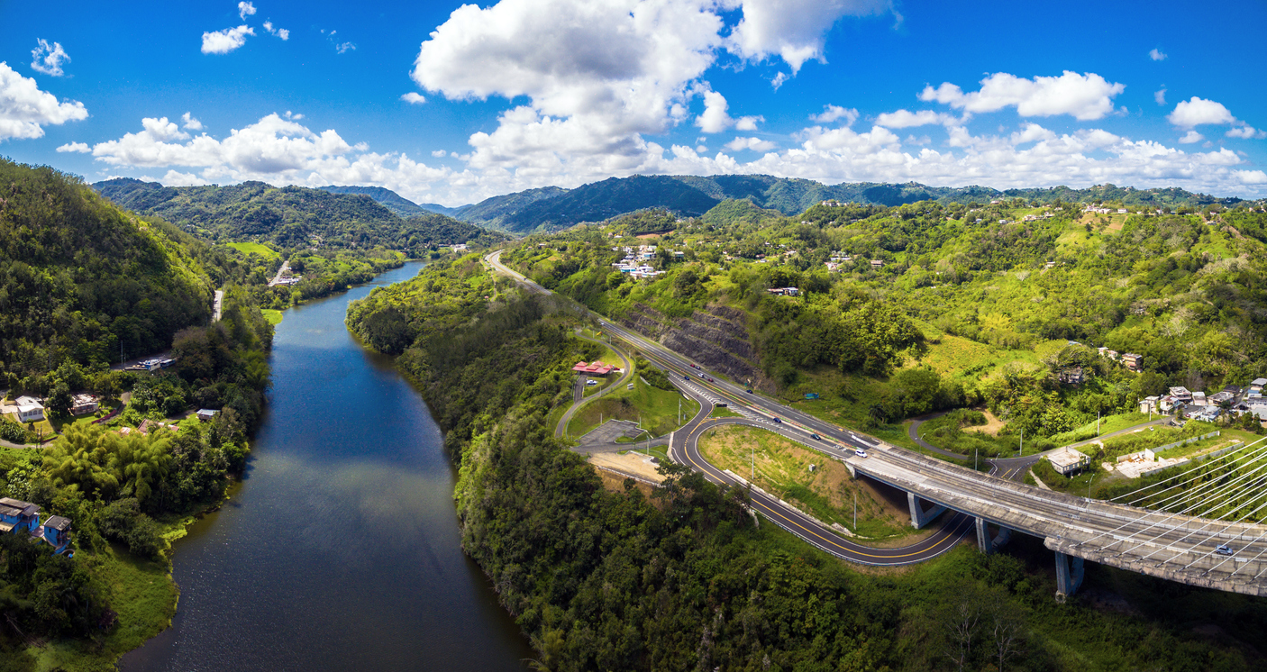 Aerial view of Puerto Rico mountains