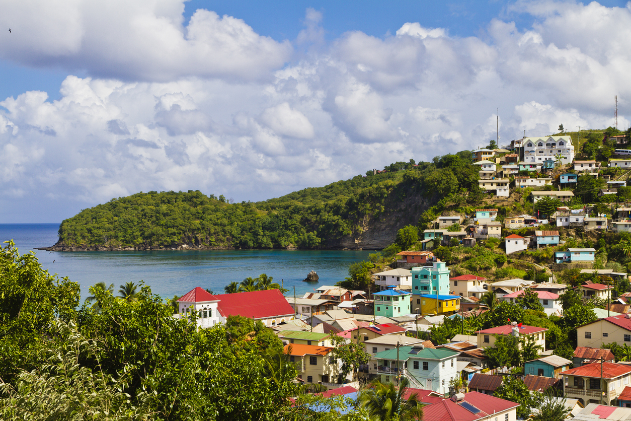 rows of colorful houses in saint lucia