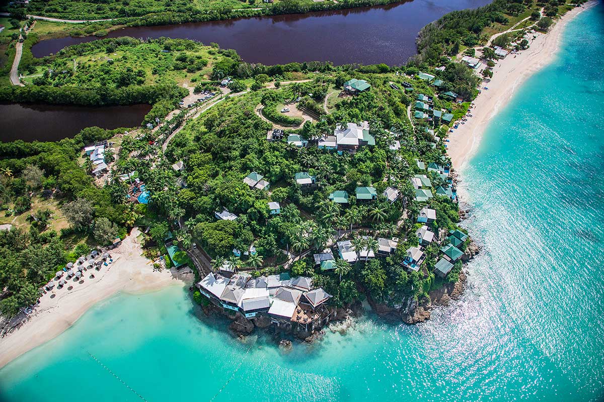 bird's eye view of Cocos Hotel in Antigua