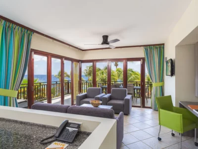 living area inside a suite in LionsDive resort