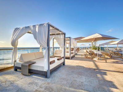 Bali beds by the beach at Royalton Grenada resort