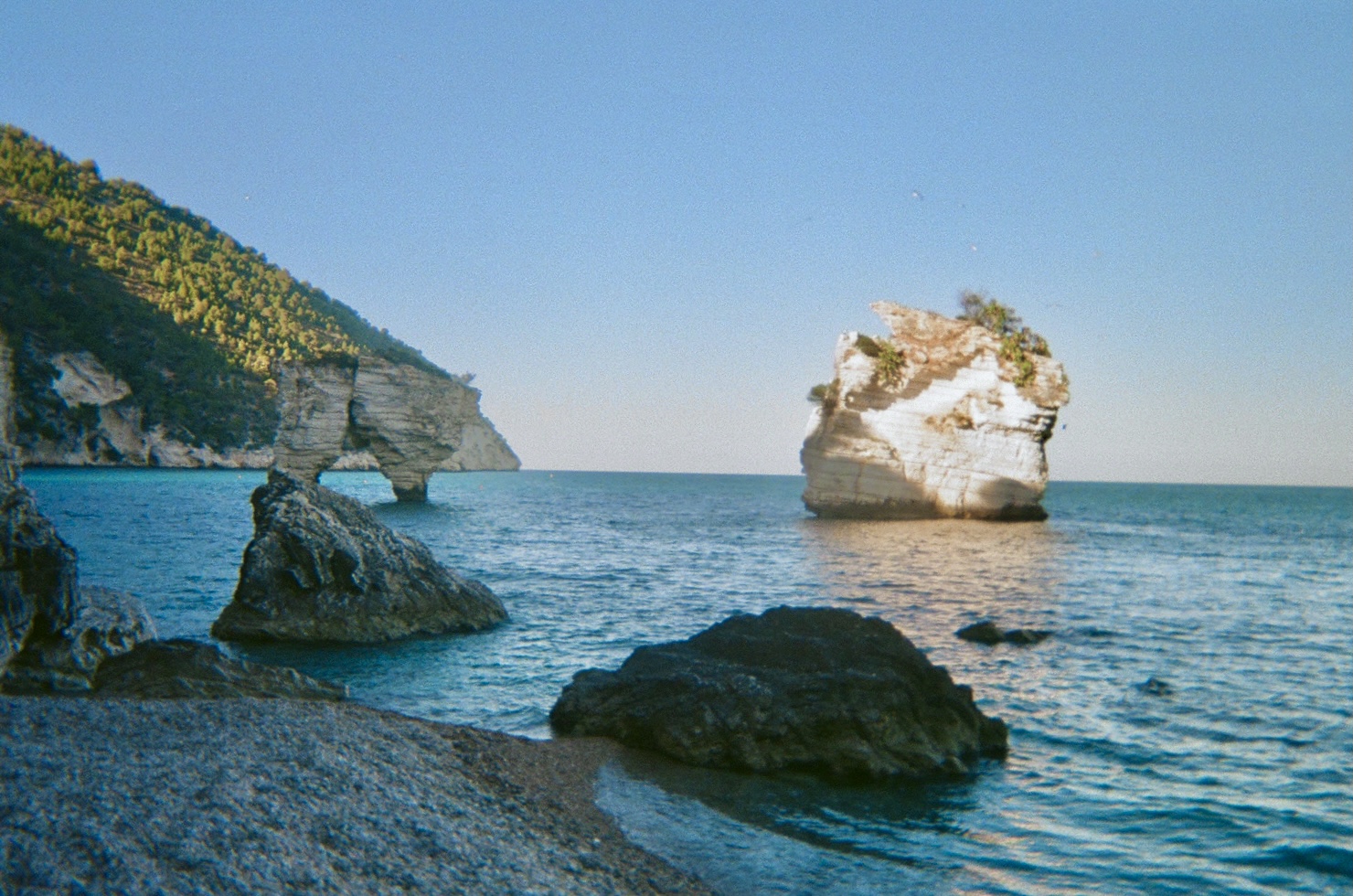 View of ocean with limestone formations